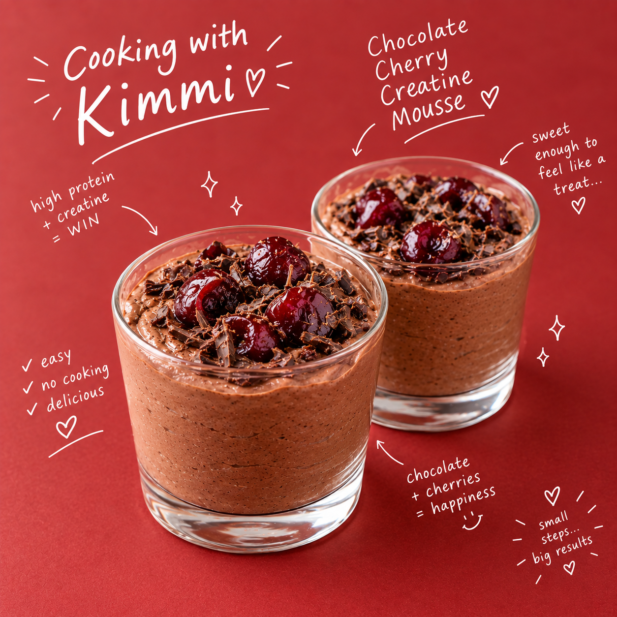 Cooking with Kimmi – Chocolate Cherry Creatine Protein Mousse