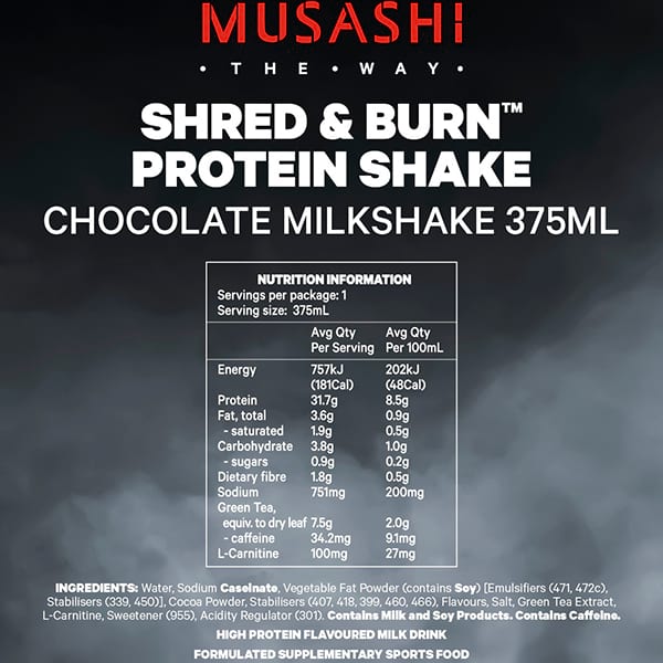 Musashi Shred &amp; Burn Shake Pack of 6