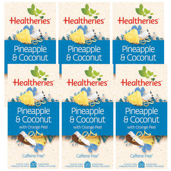 Healtheries Pineapple &amp; Coconut Tea with Orange Peel 20 Bags x6 (6x Packages)