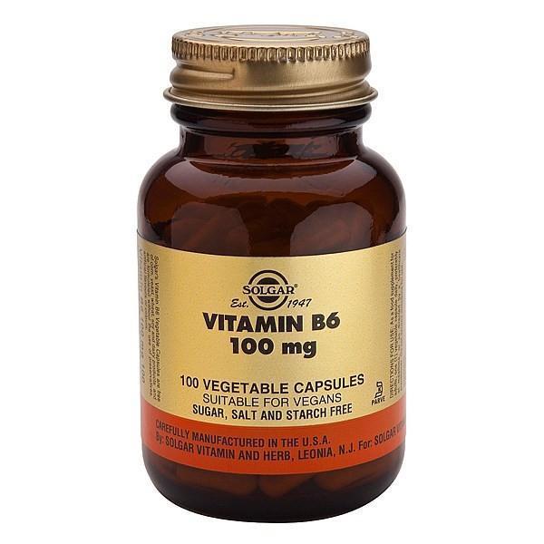 Solgar Vitamin B6 100mg (Pyridoxine) 100 Caps-Physical Product-Solgar-Supplements.co.nz