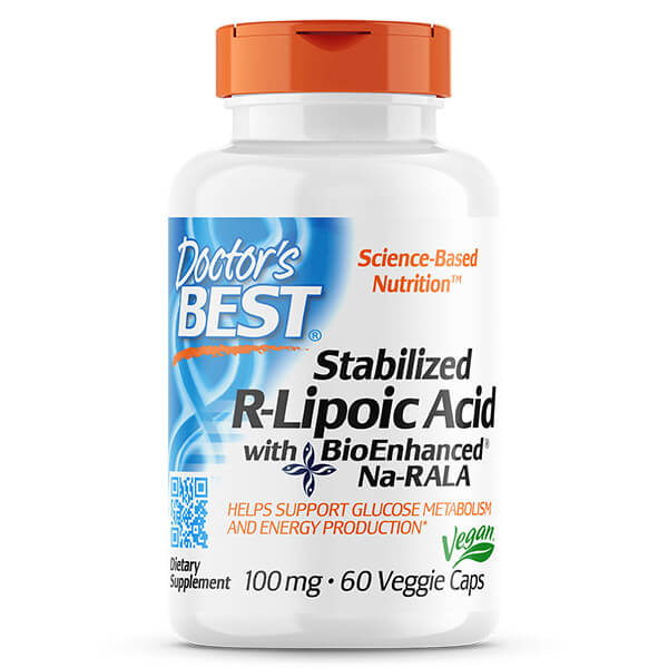 Doctor&#39;s Best Stabilized R-Lipoic Acid with Na-RALA 100mg 60 Veggie Caps