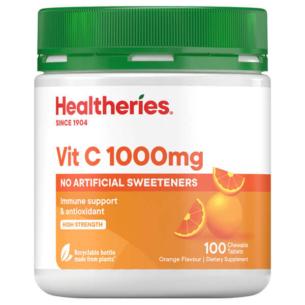 Healtheries Vitamin C 1000mg 100 Chewable Tablets Supplements.co.nz