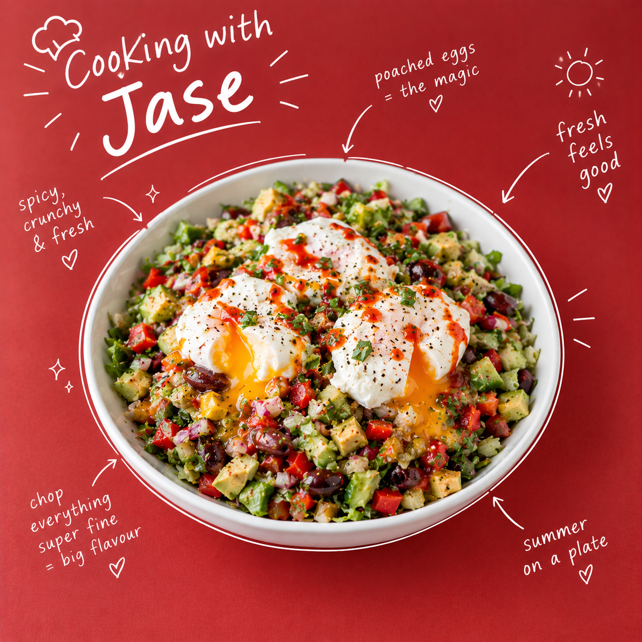 Cooking with Jase – Sriracha Egg Chop Salad