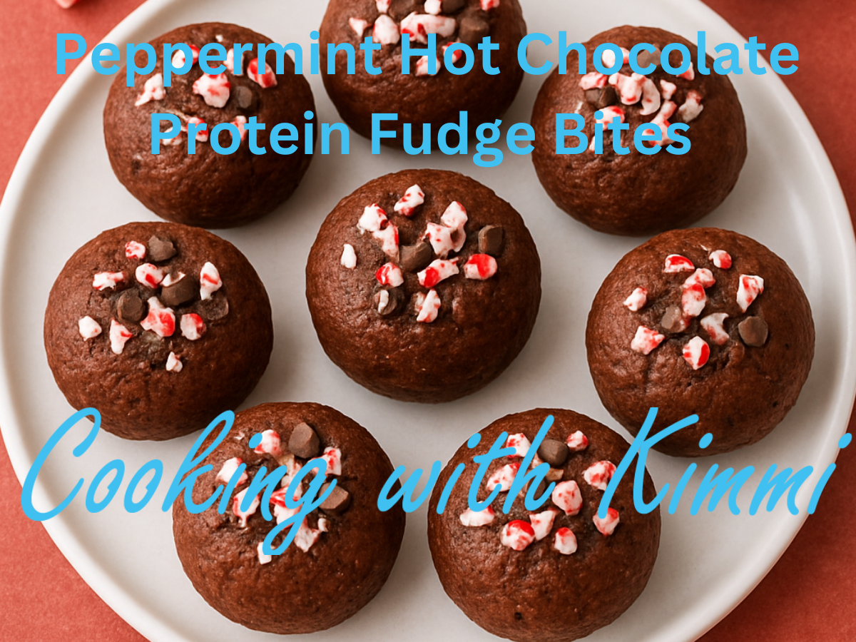 Cooking with Kimmi - Peppermint Hot Chocolate Protein Fudge Bites