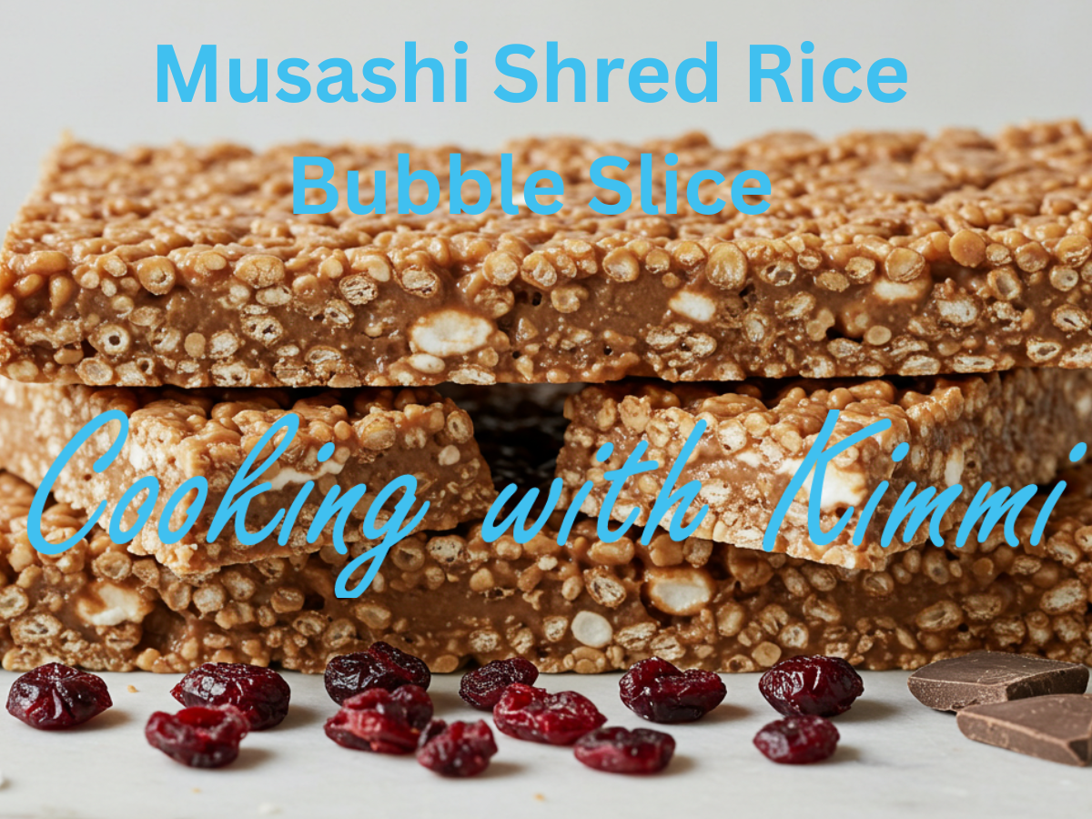 Cooking with Kimmi - Musashi Shred Rice Bubble Slice