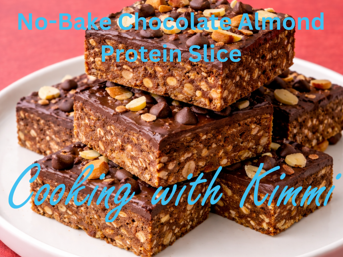 Cooking with Kimmi – No-Bake Chocolate Almond Protein Slice