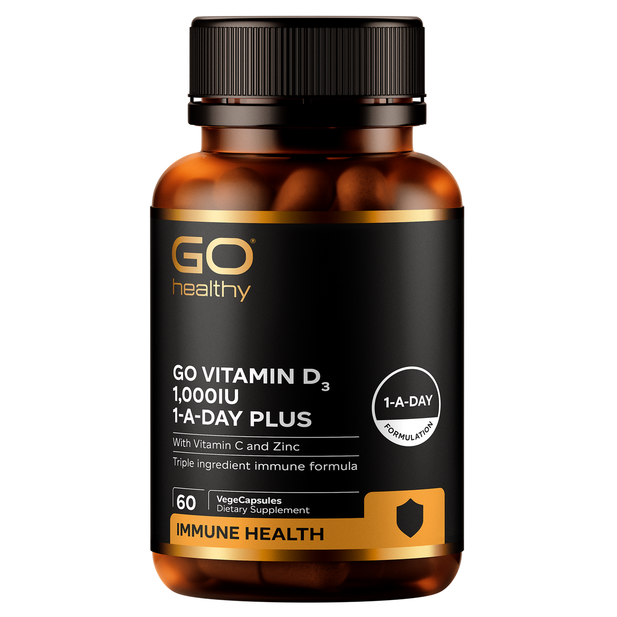 GO Vitamin D3 1,000IU 1-A-Day Plus With Vitamin C & Zinc 60 VCaps 60