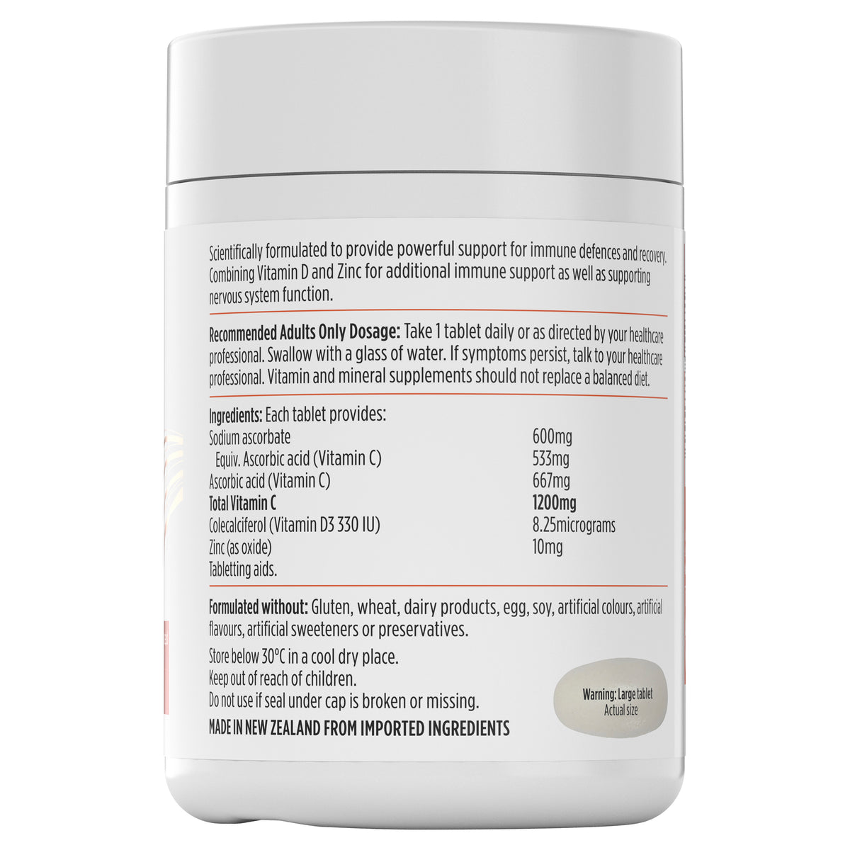 High Strength Vit C 1200mg  + Vit D + Zinc 120