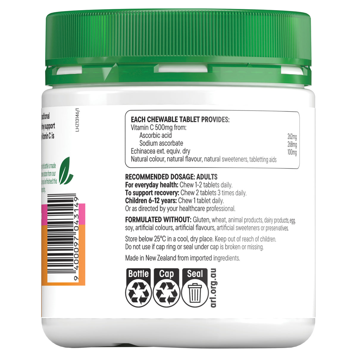 Vit C 500mg + Echinacea Chewable (Orange) 160