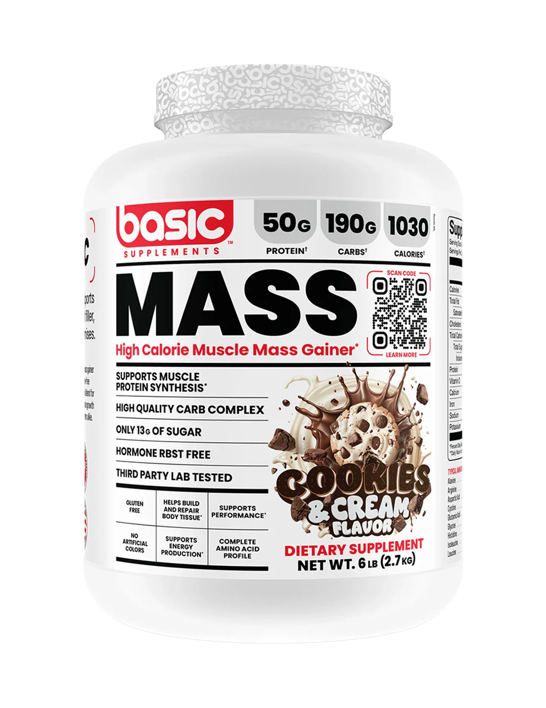 Basic Supplements Mass High Calorie Muscle Mass Gainer + Free Pre-Workout