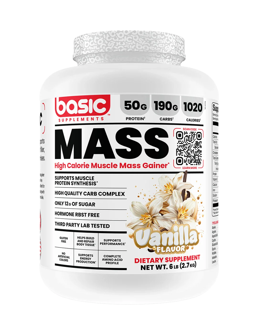 Basic Supplements Mass High Calorie Muscle Mass Gainer + Free Pre-Workout
