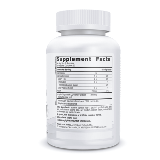 Nordic Naturals Zero Sugar Curcumin Gummies 60 Chewables
