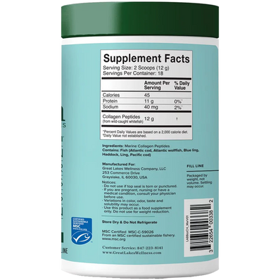 Great Lakes Wellness Sustainable Marine Collagen Peptides 227g - Unflavoured
