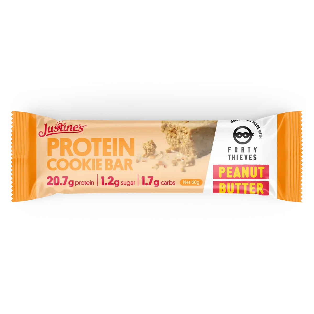 Justine's Protein Cookie Bar Forty Thieves Peanut Butter 60g