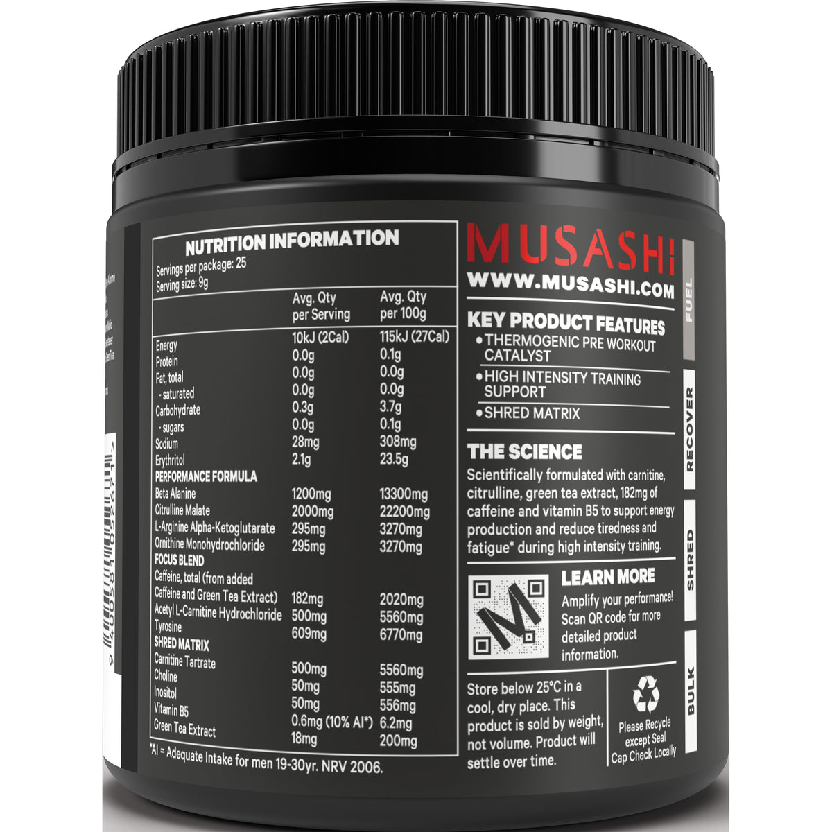 Musashi Pre-Workout Shred 225g
