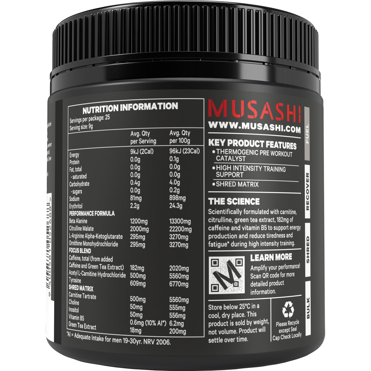 Musashi Pre-Workout Shred 225g