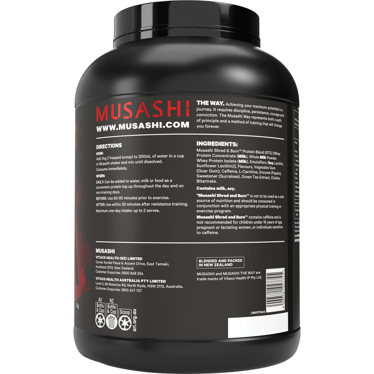 Musashi Shred & Burn Protein 2kg