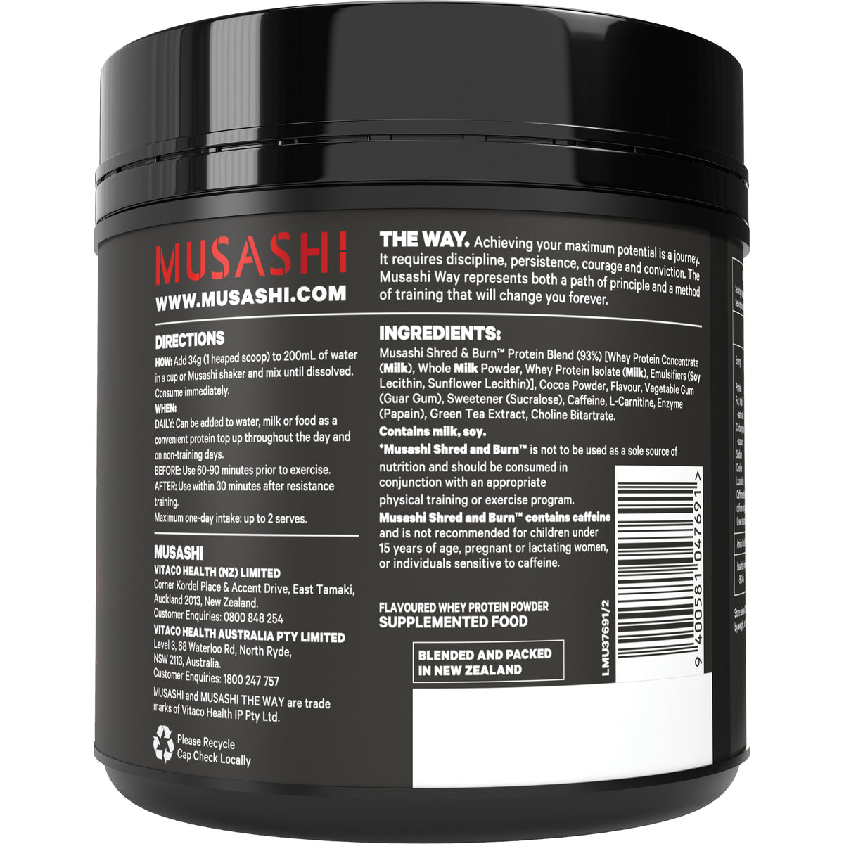 Musashi Shred & Burn Protein 340g