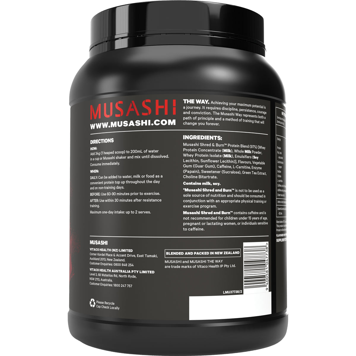 Musashi Shred & Burn Protein 900g