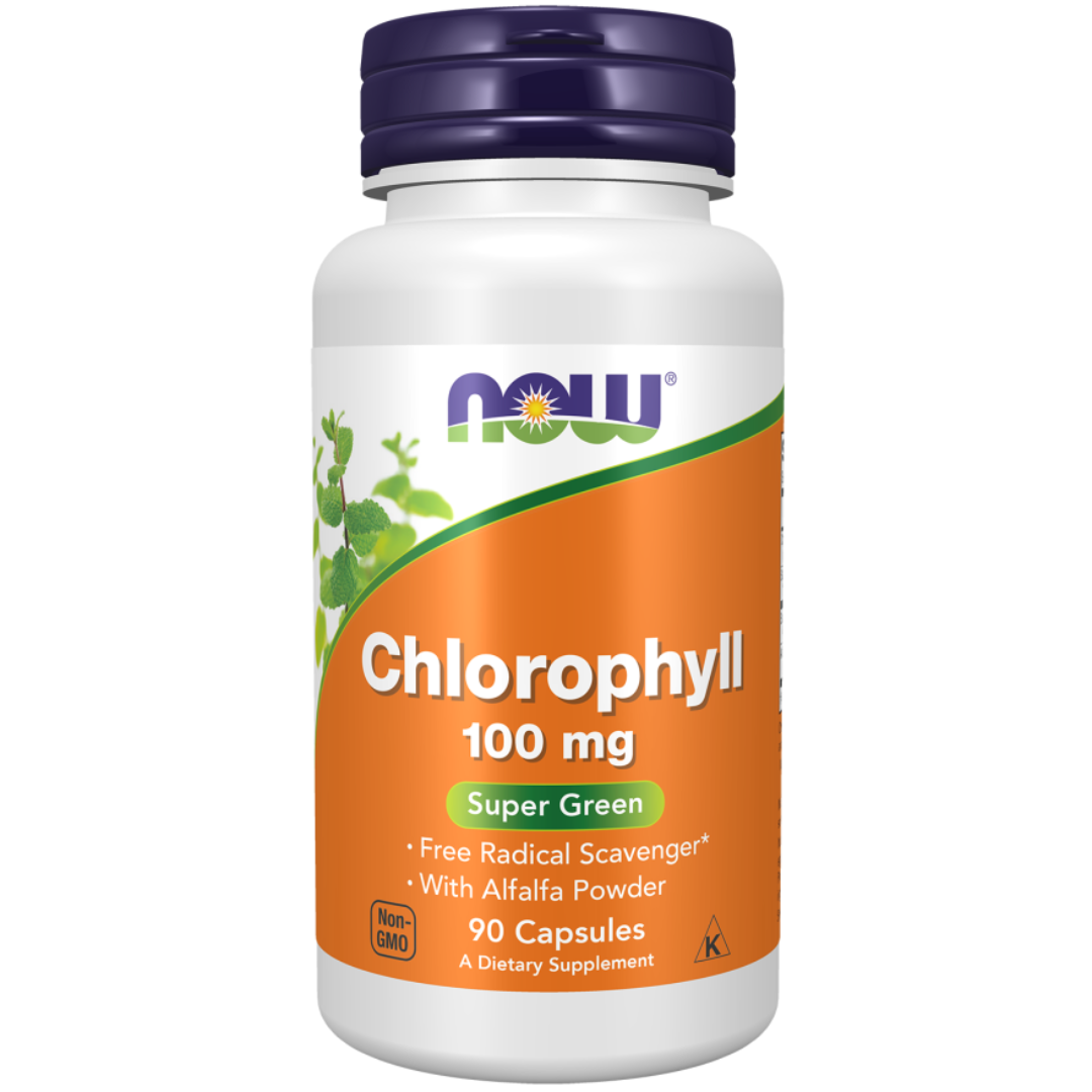 Now Foods Chlorophyll 100 mg 90 Capsules - Free Radical Scavenger with Alfalfa Powder