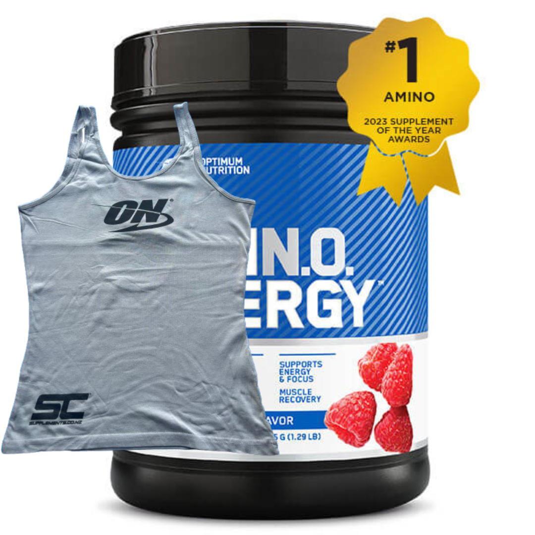 Optimum Nutrition Amino Energy 65 Serves + FREE ON Womens Singlet