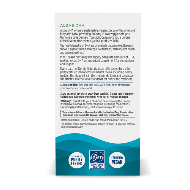 Nordic Naturals Algae DHA 60 Softgels