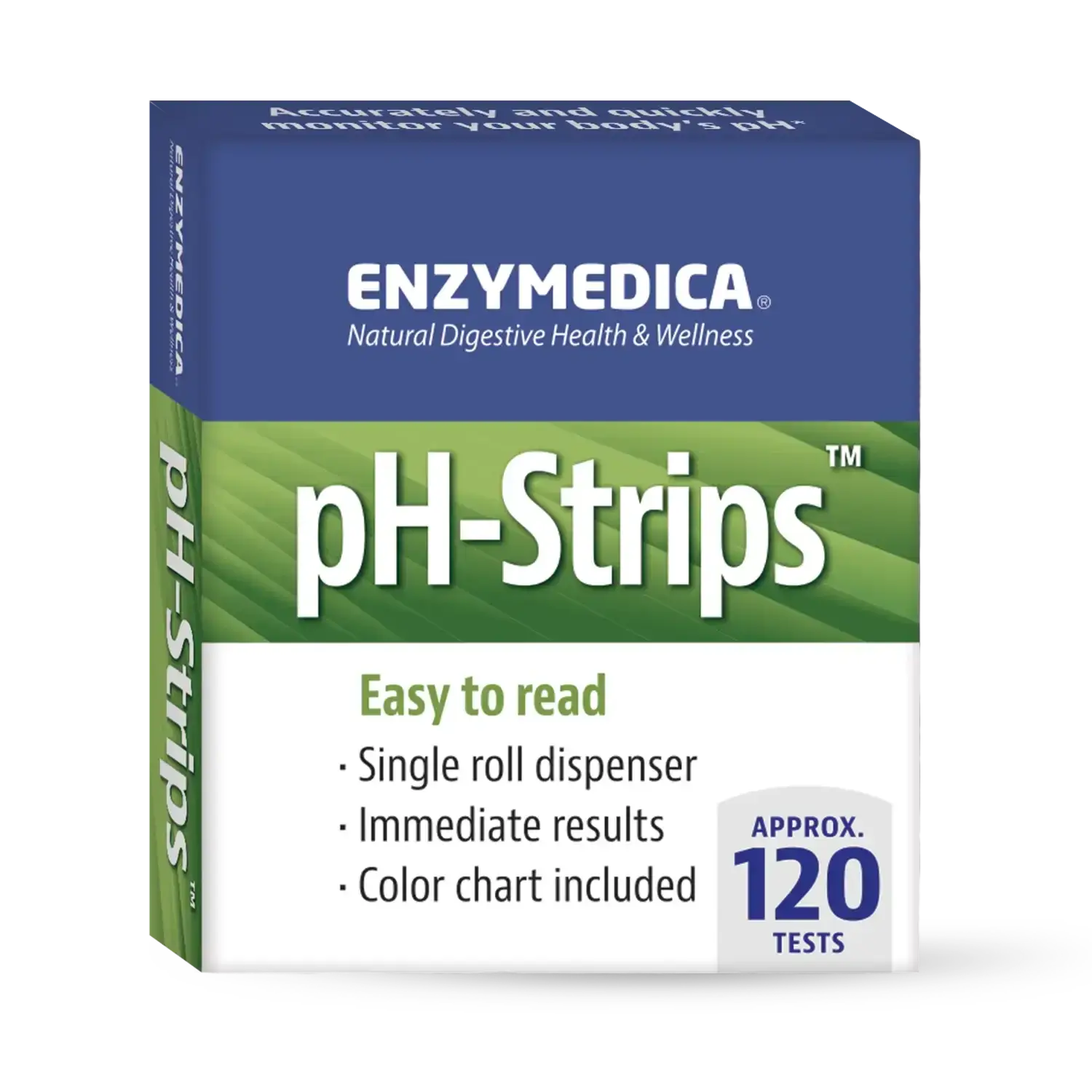 Enzymedica pH Strips 120 Tests Roll Dispenser Accurate Colour Chart