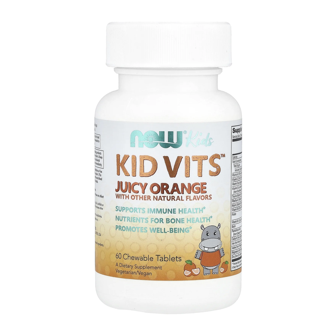 NOW Kid Vits Juicy Orange 60 chewables bottle front