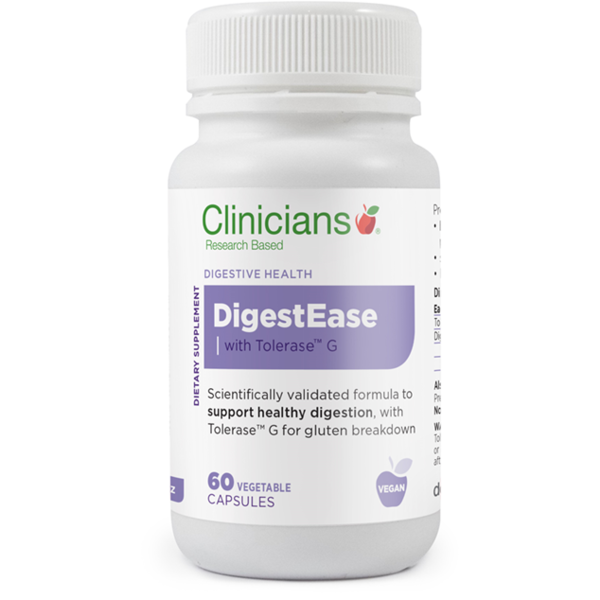 Clinicians DigestEase with Tolerase 60 Vege Caps - Supplements.co.nz