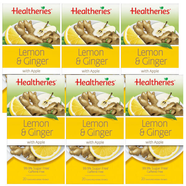 Healtheries Lemon &amp; Ginger Tea 20 Bags x6 (6x Packages)