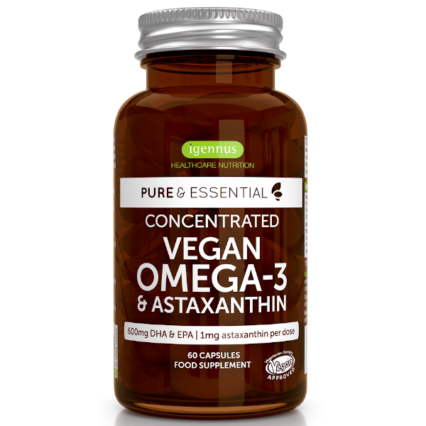 Igennus Pure &amp; Essential Vegan Omega-3 &amp; Astaxanthin 60 Caps