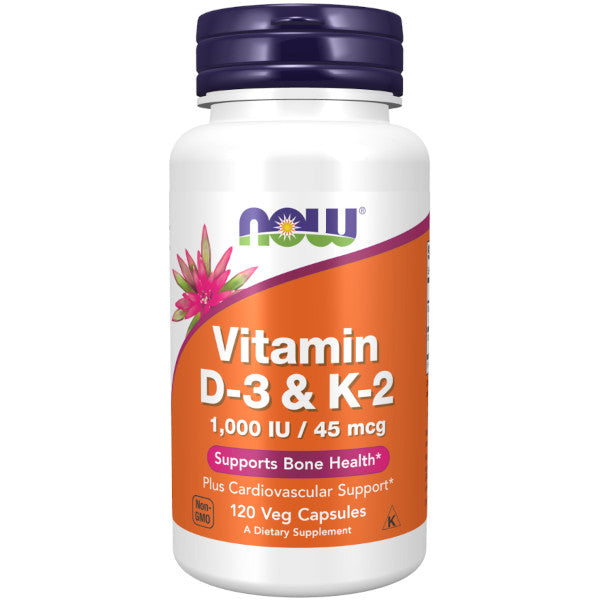 Now Foods Vitamin D-3 &amp; K2 120 Caps