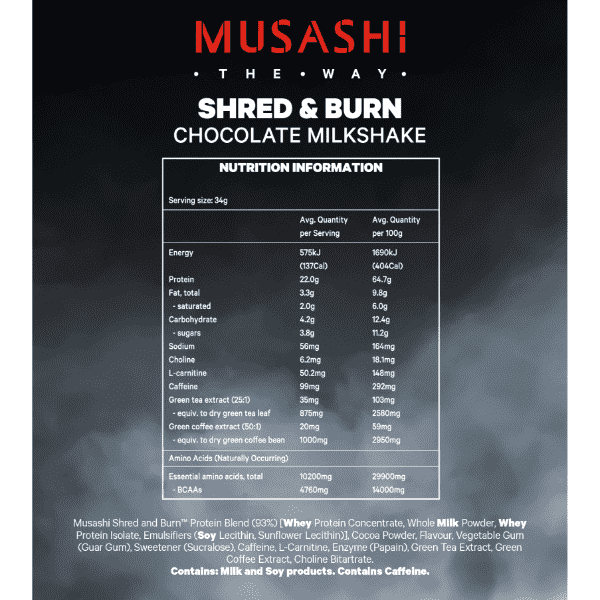 Musashi Shred &amp; Burn Protein 900g