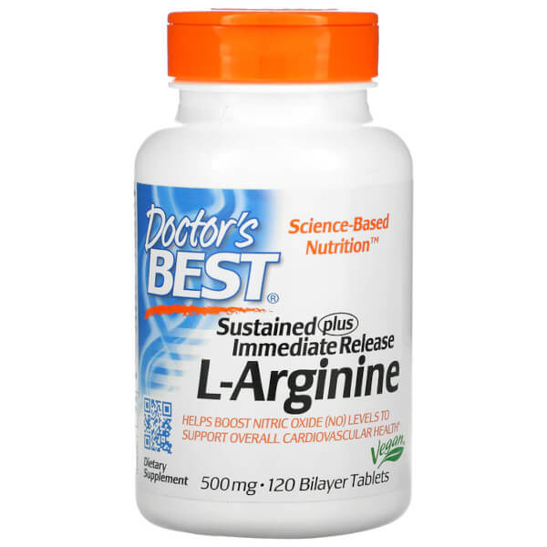 Doctor&#39;s Best Sustained + Immediate Release L-Arginine 120 Tabs