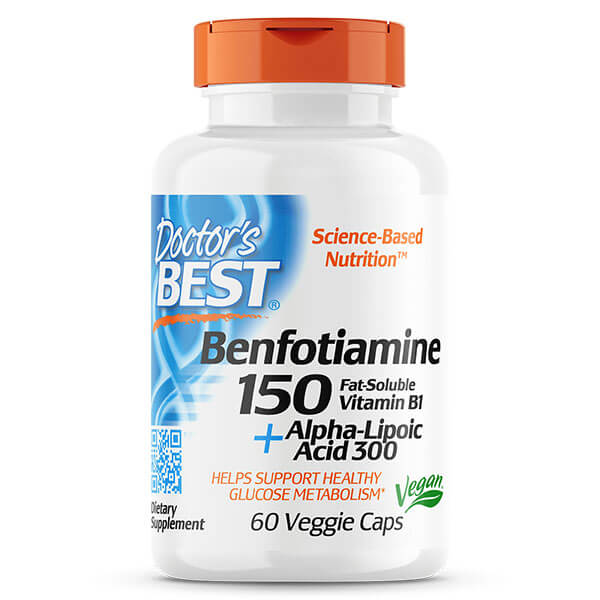 Doctor&#39;s Best Benfotiamine 150 + Alpha-Lipoic Acid 300 60 Veggie Caps