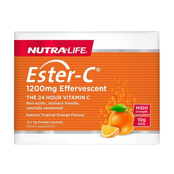 Nutralife Ester C 1200mg Effervescent Sachets (Pack of 15) - Supplements.co.nz