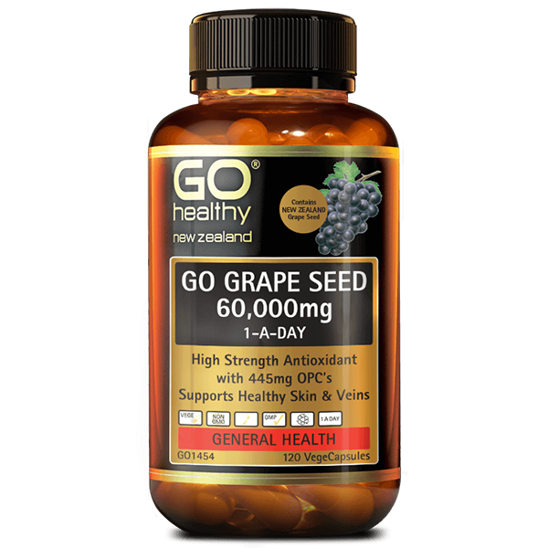 Go Healthy Go Grape Seed 60,000mg 120 Veggie Caps - Supplements.co.nz