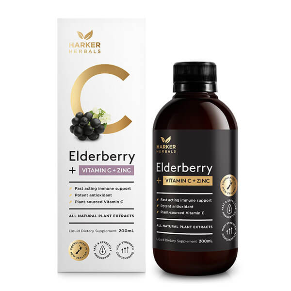 Harker Herbals Elderberry + Vitamin C + Zinc 200ml