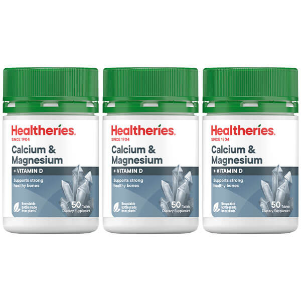 Healtheries Calcium + Magnesium with Vit D 50 Tabs x3 (3x Bottles)