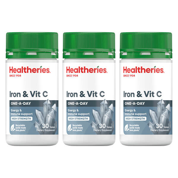 Healtheries Iron &amp; Vitamin C 30 Tablets x3 (3x Bottles)