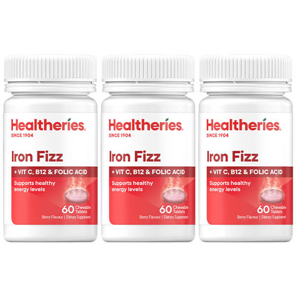 Healtheries Iron Fizz 60 Tablets x3 (3x Bottles)