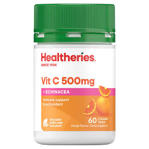 Healtheries Vit C 500mg Plus Echinacea 60 Chewable Tablets