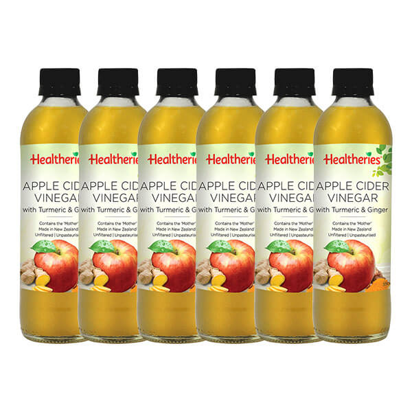 Healtheries Apple Cider Vinegar with Turmeric &amp; Ginger 350ml x6 (6x Bottles)