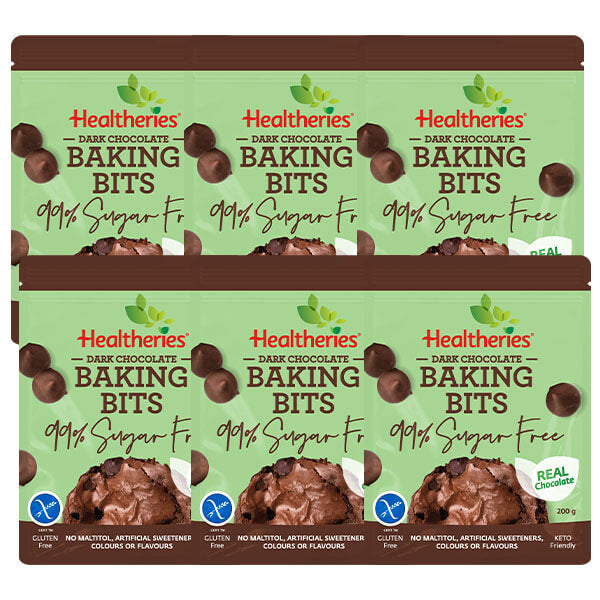 Healtheries 99% Sugar Free Baking Bits 200g x6 (6x Packages)