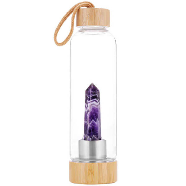 NHT Drink Bottle with Crystal 550ml - Amethyst