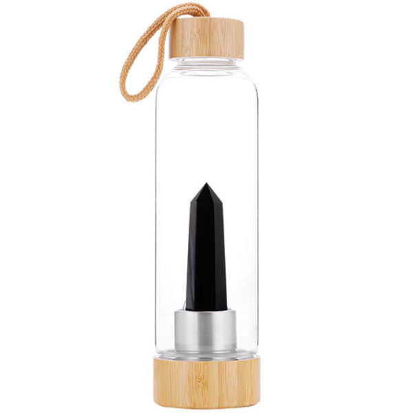 NHT Drink Bottle with Crystal 550ml - Black Obsidian