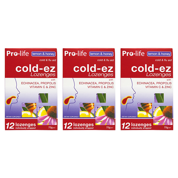 Pro-life Cold-ez Lemon &amp; Honey 12 Lozenges x3 (3x Packages)